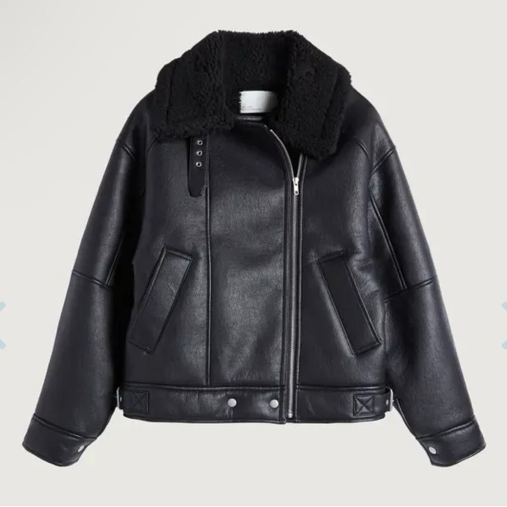 NWOT - Oak + Fort OVERSIZED SHERPA AVIATOR JACKET - Small